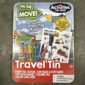 Activities-to-Go Travel Tin ON THE MOVE Coloring Pad and more NEW & SEALED